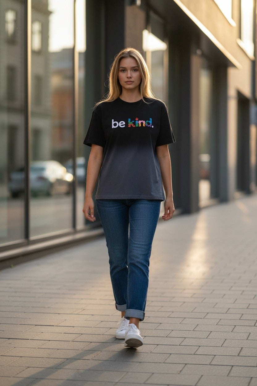 Be Kind Autism Ombré Wash Boxy Fit T-shirt