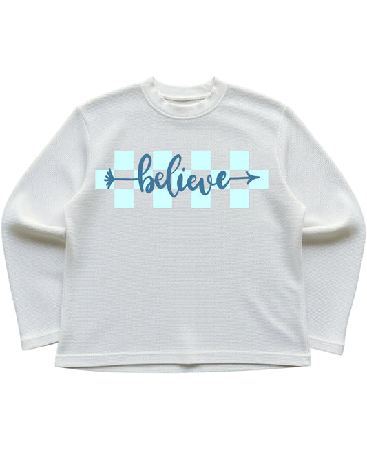 Off-white waffle knit oversized full-sleeve Front Design