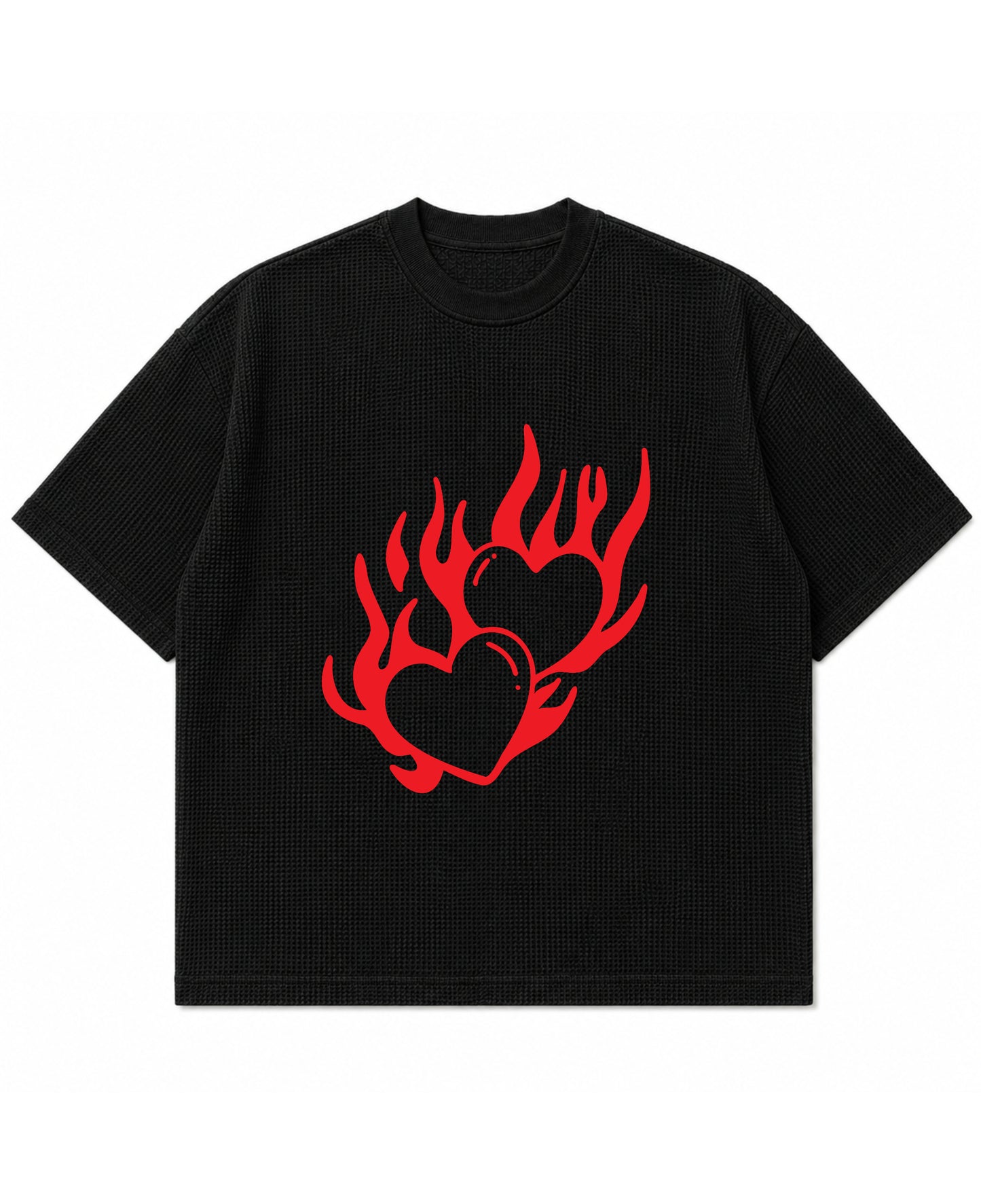 Black waffle boxy fit Front Design