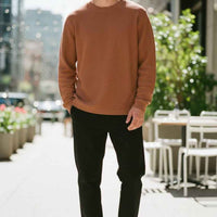 Brown Waffle Knit Oversized Full-Sleeve