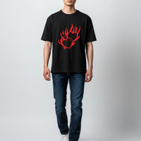 Heart of Flame Black waffle boxy fit
