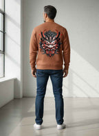 UrbanWeave Graphic Waffle Knit Oversized Full-Sleeve