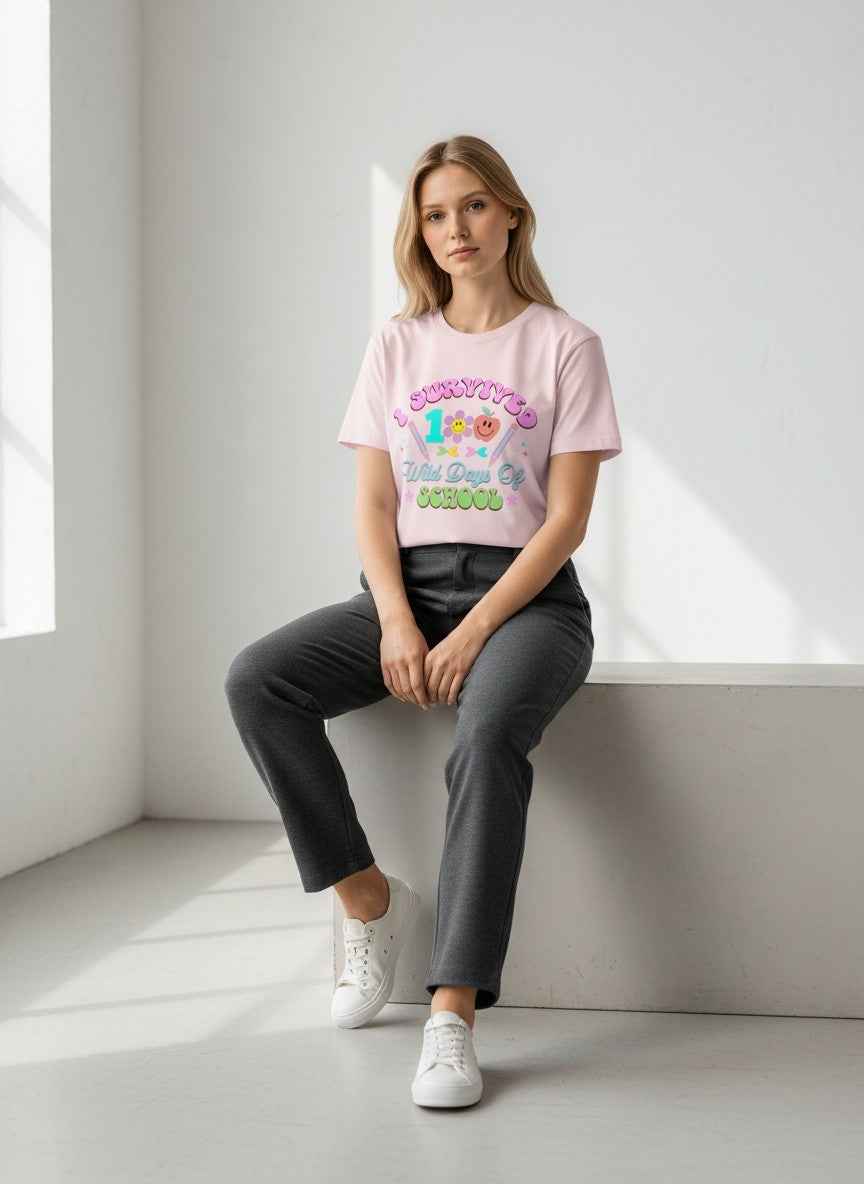 100 Days of School Pink Baby Tee