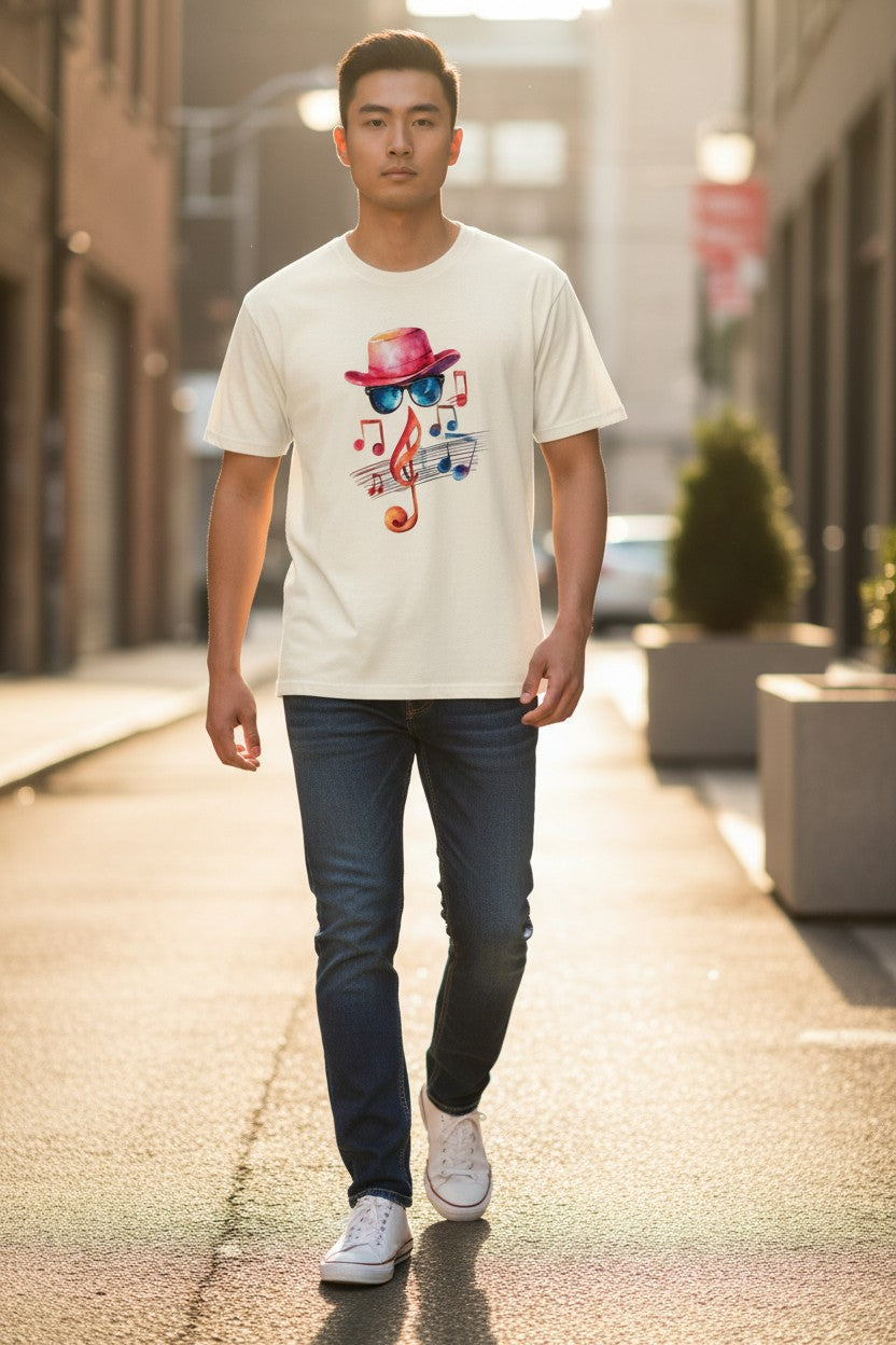 I Love Music Off White Boxy Fit T-Shirt
