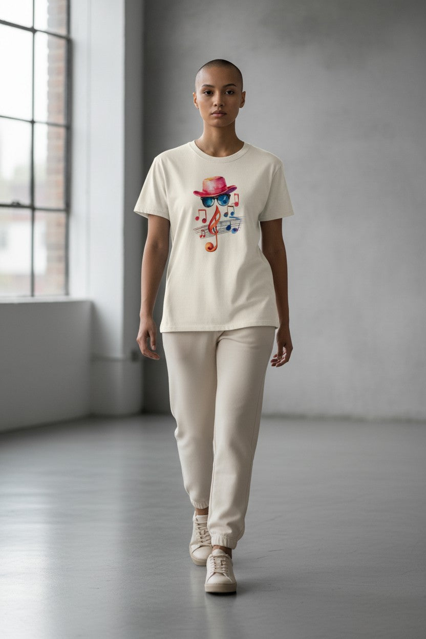 I Love Music Off White Boxy Fit T-Shirt