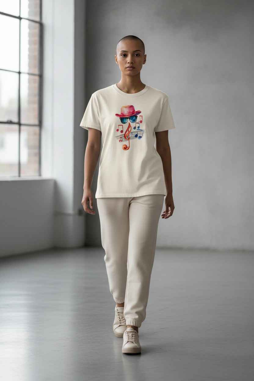 I Love Music Off White Boxy Fit T-Shirt