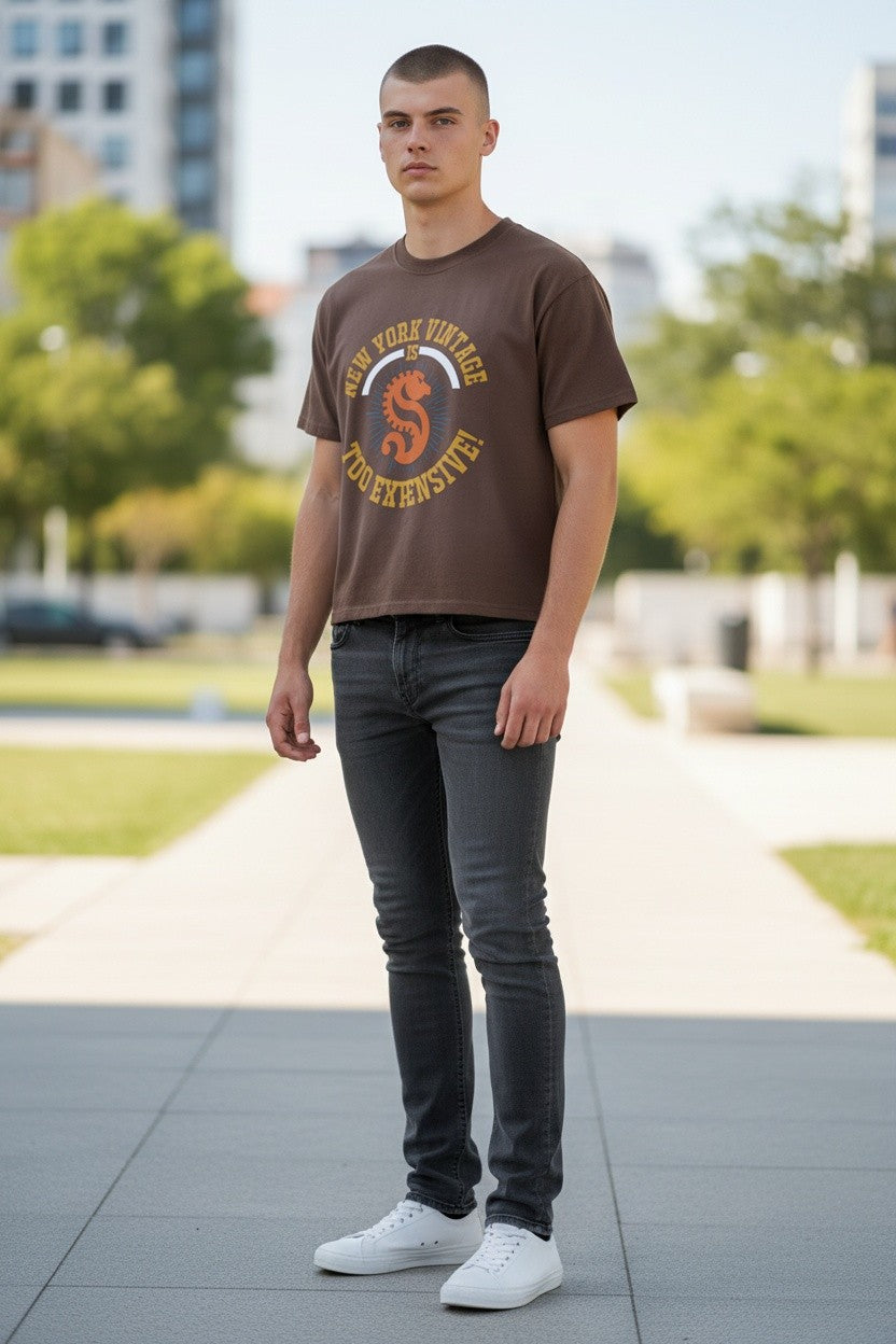 Vintage Graphic Brown Boxy Fit T-shirt - LitShirt