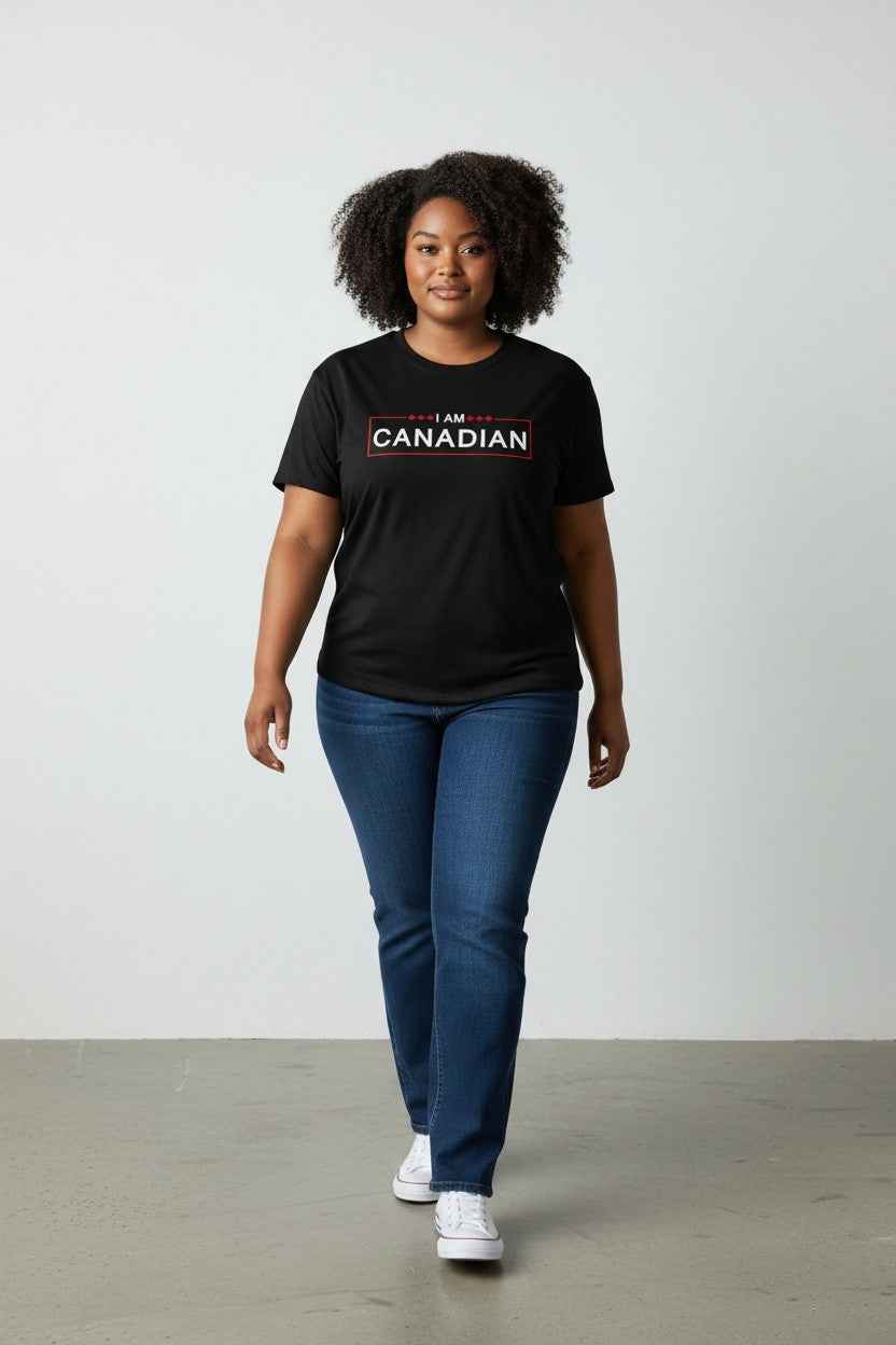 I Am Canadian Black Boxy Fit T-shirt