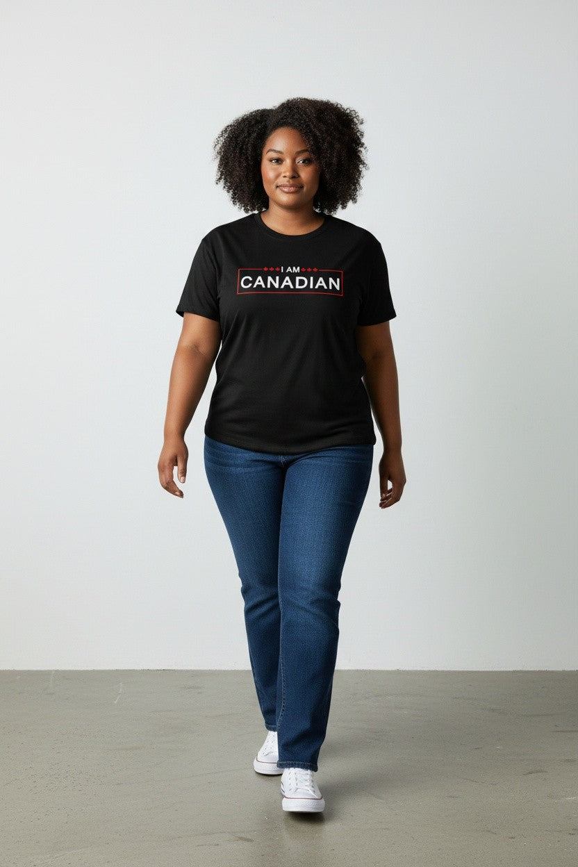 I Am Canadian Black Boxy Fit T-shirt