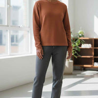 Brown Waffle Knit Oversized Full-Sleeve