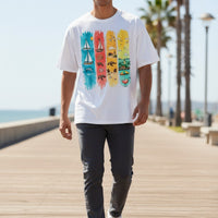 Colorful Stripe White Oversized T-Shirt