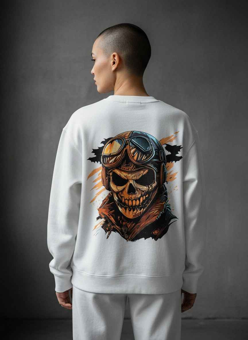 UrbanWeave Graphic Waffle Knit Oversized Full-Sleeve
