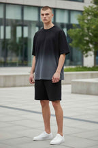 Black Ombré Wash Boxy Fit T-shirt