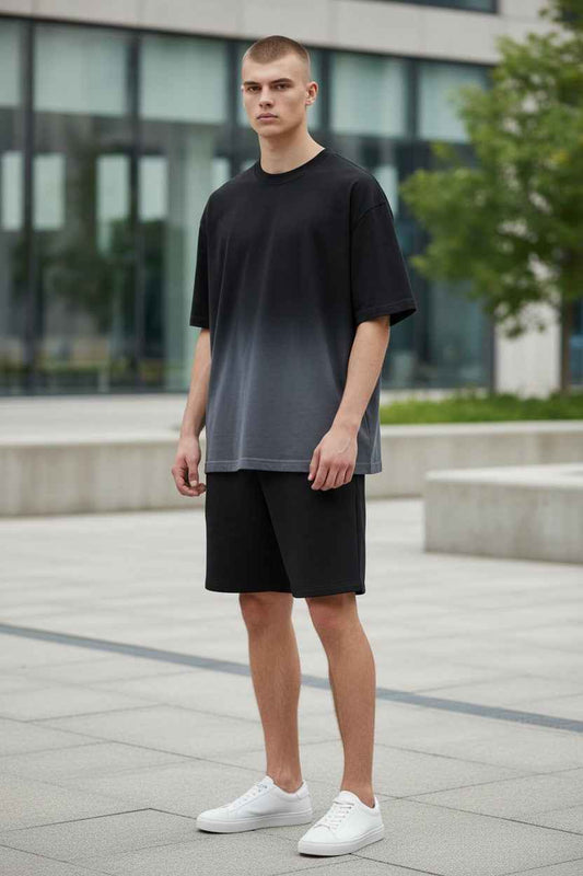 Black Ombré Wash Boxy Fit T-shirt