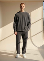 UrbanWeave Graphic Acidwash Waffle Knit Oversized Full-Sleeve