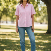 Pink Gingham Oxford Boxy Shirt