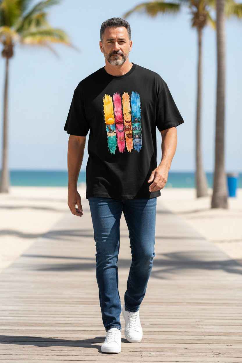 Vibrant Retirement Black Oversized T-Shirt