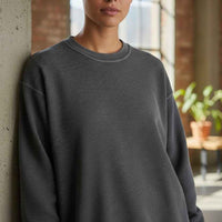 Acidwash Waffle Knit Oversized Full-Sleeve