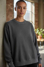 Acidwash Waffle Knit Oversized Full-Sleeve