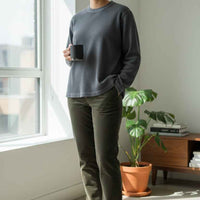 Acidwash Waffle Knit Oversized Full-Sleeve