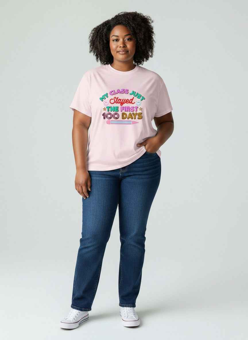 100 Days of School Pink Bay Tee