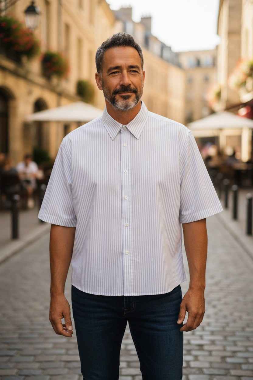 Blue Striped Oxford Boxy Shirt