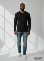 UrbanWeave Graphic Black Henley Waffle Knit