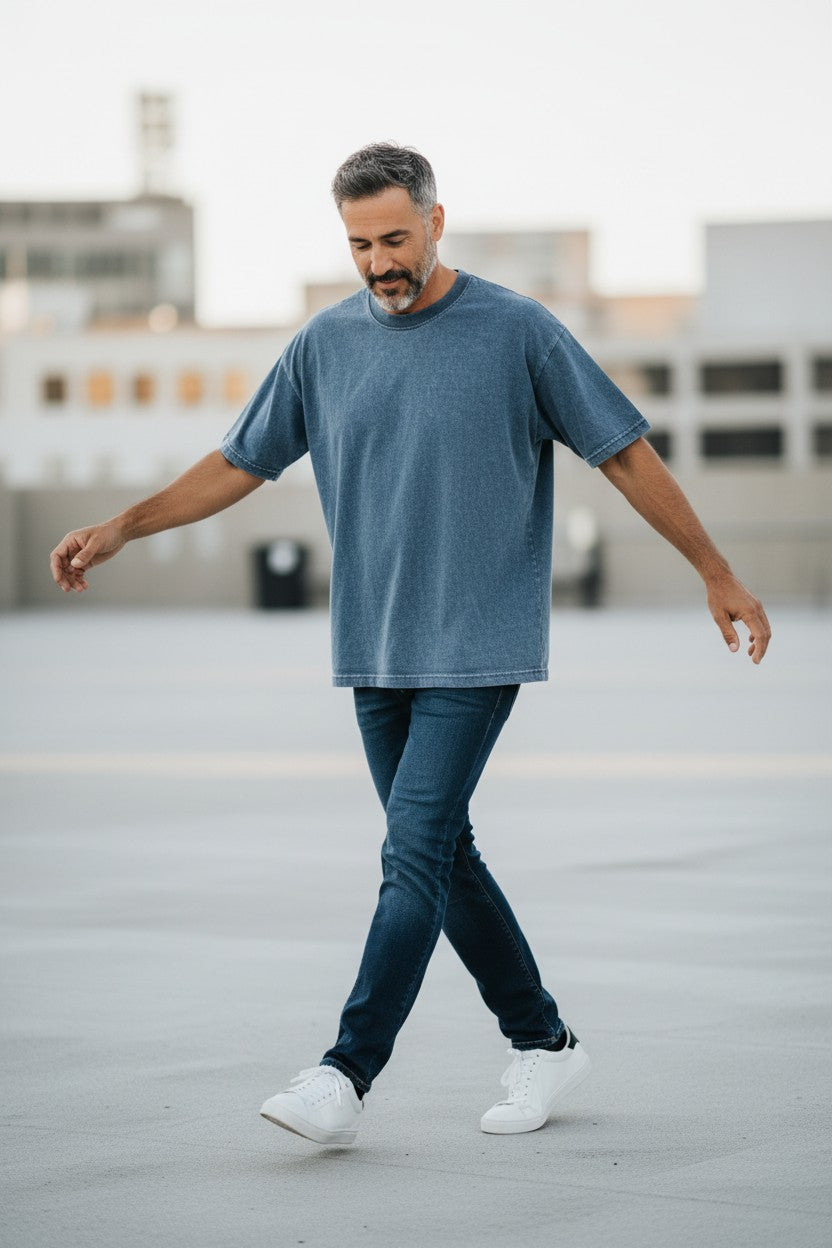 Urban Graphic Denim Wash Boxy Fit Tee