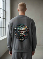 UrbanWeave Graphic Acidwash Waffle Knit Oversized Full-Sleeve