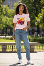 Mexican Flower Graphics Baby Pink Baby Tee