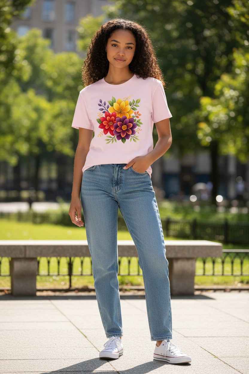 Mexican Flower Graphics Baby Pink Baby Tee