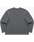 Camping Graphic Acidwash Waffle Knit Oversized Full-Sleeve - LitShirt