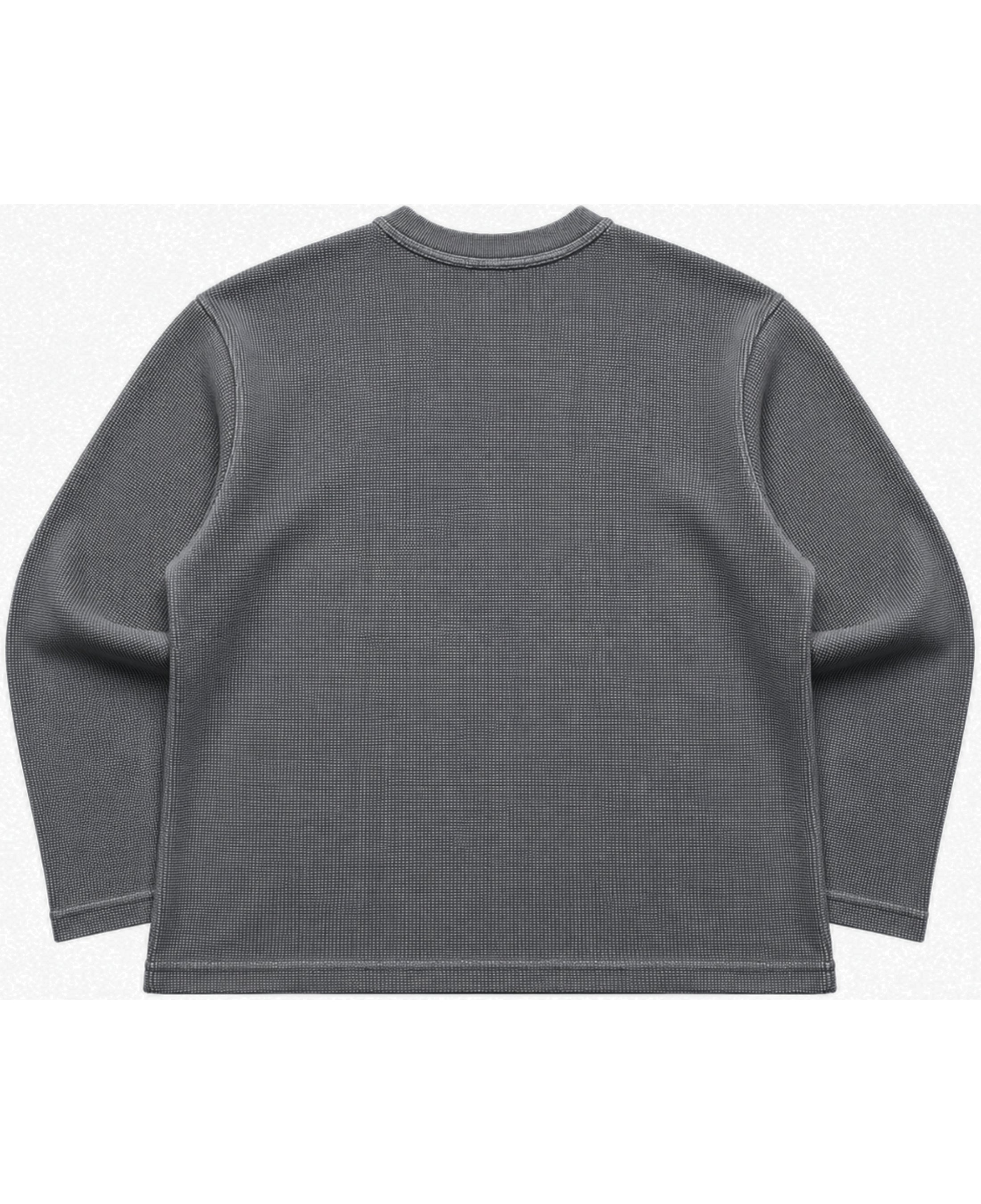 Camping Graphic Acidwash Waffle Knit Oversized Full-Sleeve - LitShirt