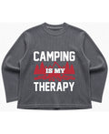Camping Graphic Acidwash Waffle Knit Oversized Full-Sleeve - LitShirt