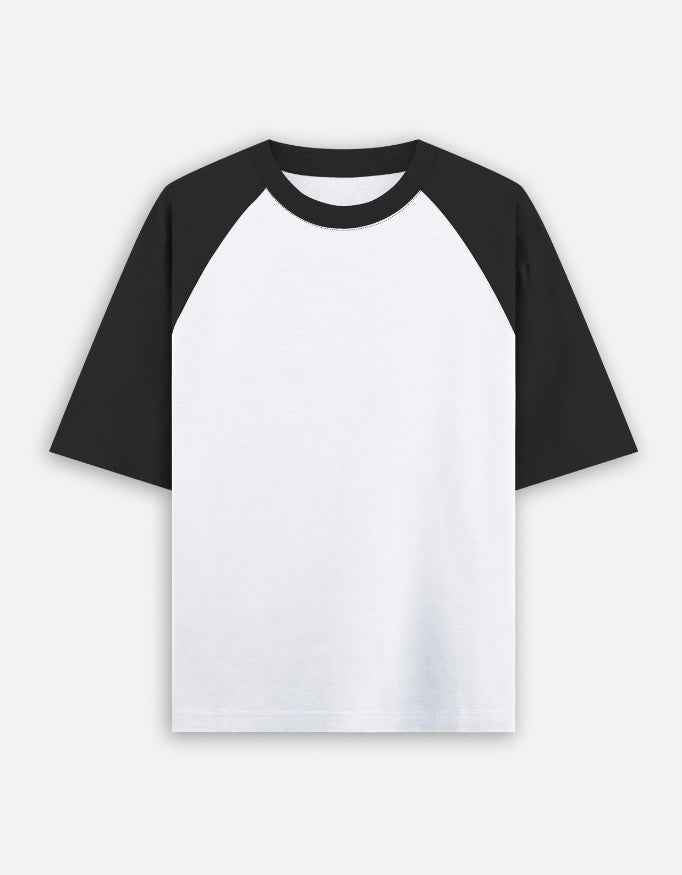 Unisex Oversized Raglan Black White
