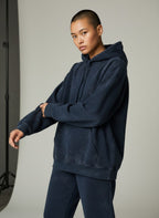 Raw Cotton Drop Navy Blue Unisex Acid Washed Hoodie