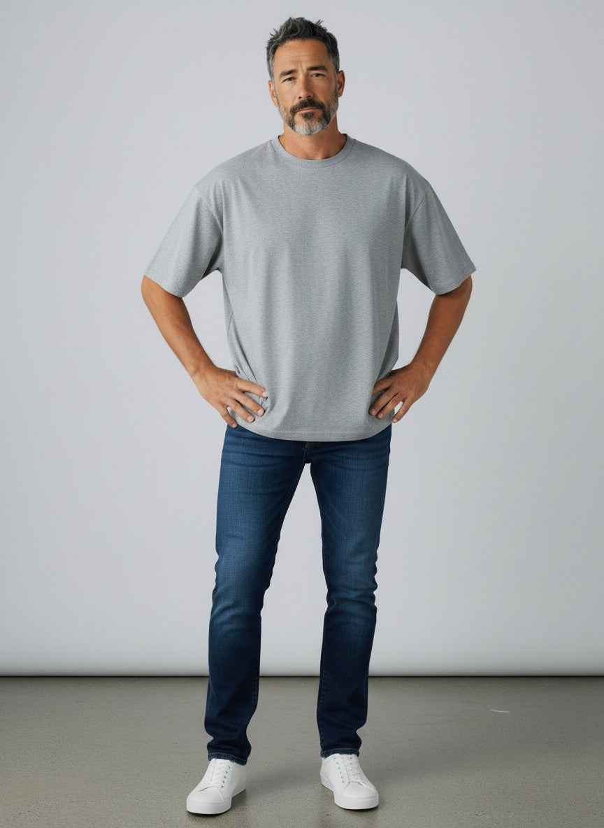 The 240 Heavy Unisex Oversized Classic T-Shirt Grey Mélange