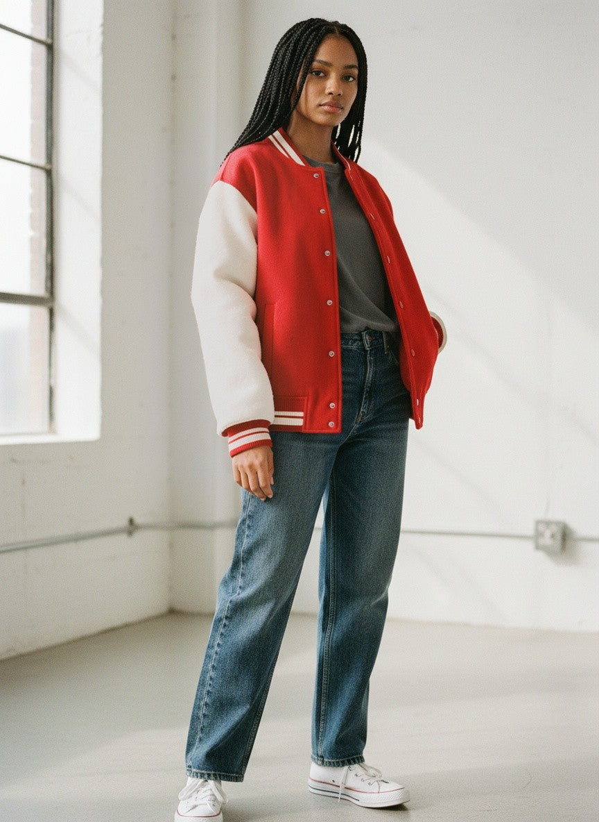 The Derby 300 Red Unisex Varsity Jacket