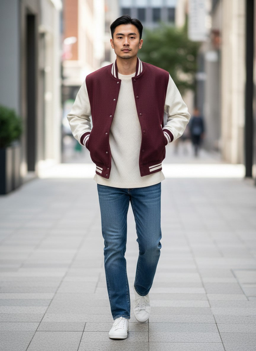 The Derby 300 Maroon Unisex Varsity Jacket