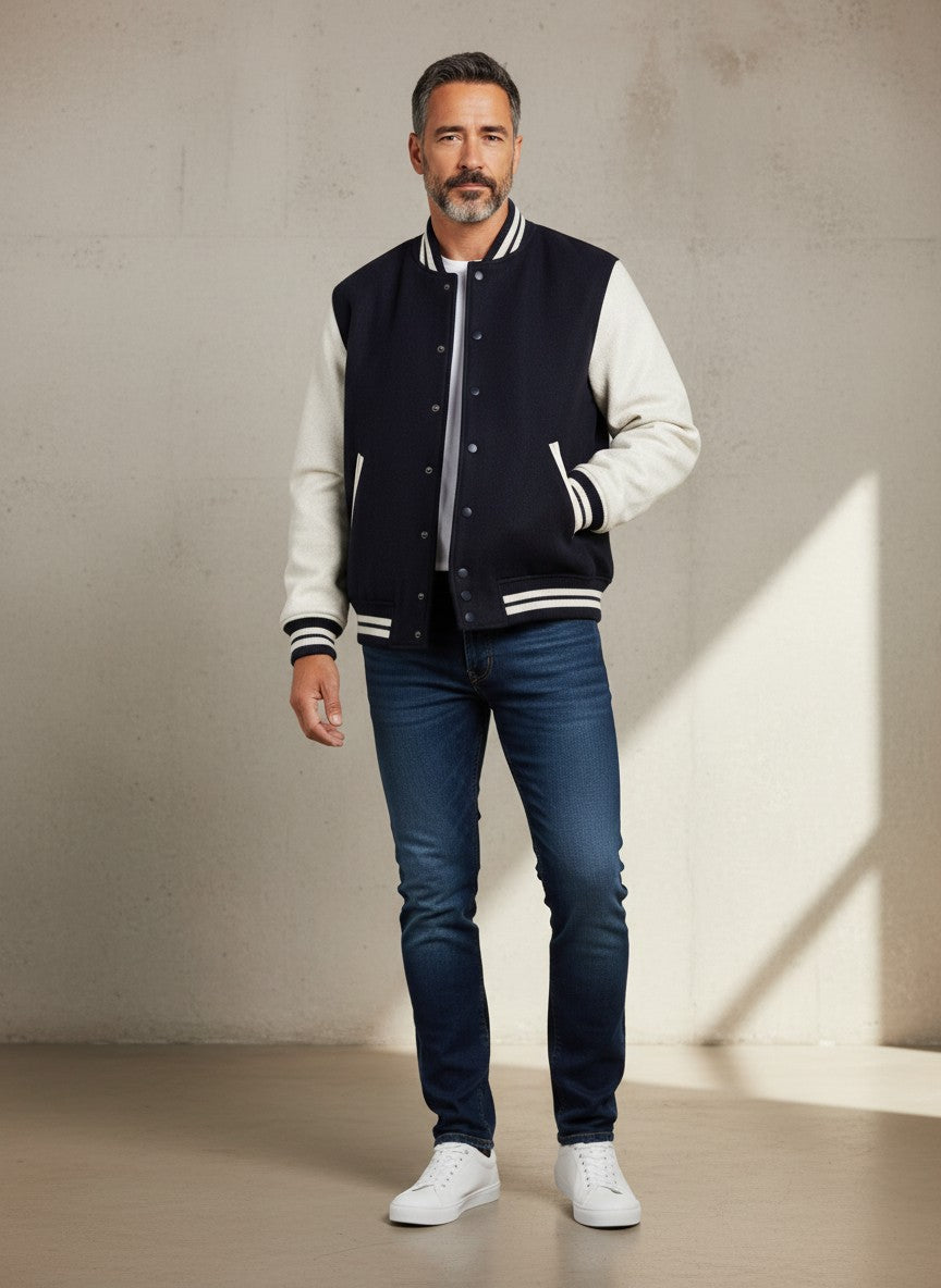The Derby 300 Navy Blue Unisex Varsity Jacket