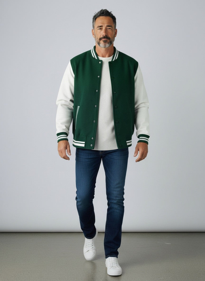 The Derby 300 Bottle Green Unisex Varsity Jacket