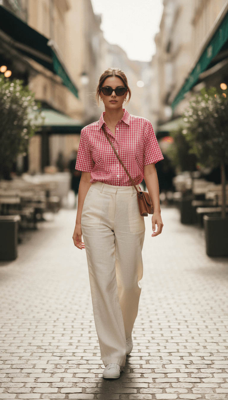 Red Picnic Oxford Boxy Shirt