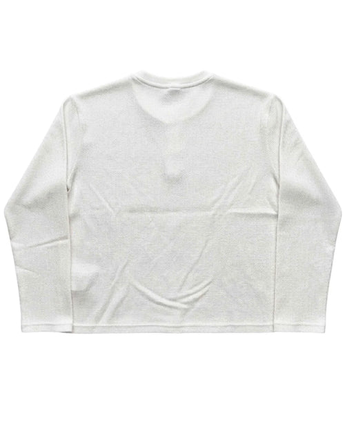 White Henley waffle knit