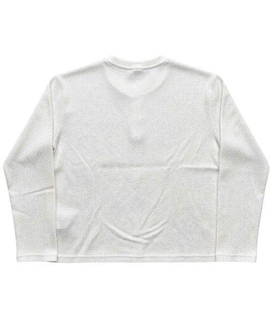 White Henley waffle knit