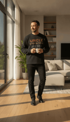 Uncle Godfather Hero Black Waffle Knit Oversized Full-Sleeve