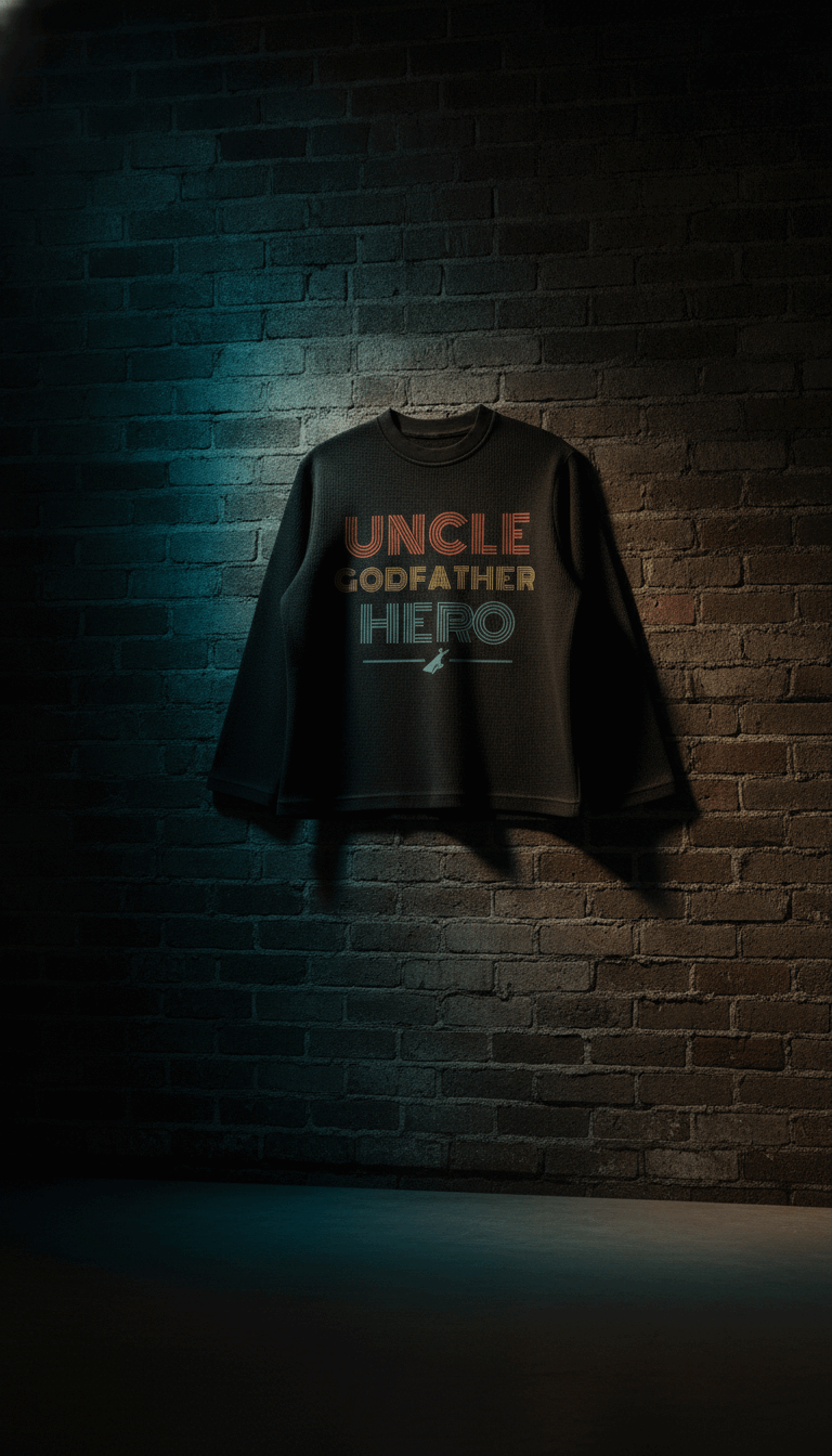 Uncle Godfather Hero Black Waffle Knit Oversized Full-Sleeve
