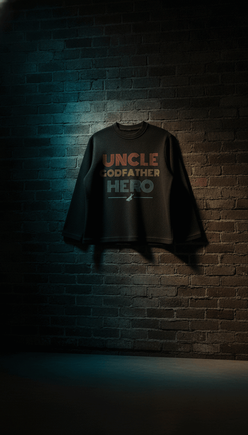Uncle Godfather Hero Black Waffle Knit Oversized Full-Sleeve