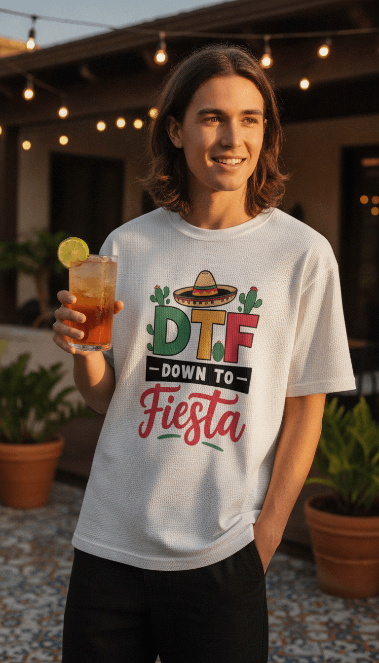 Down To Fiesta Funny Boxy Fit T-shirt