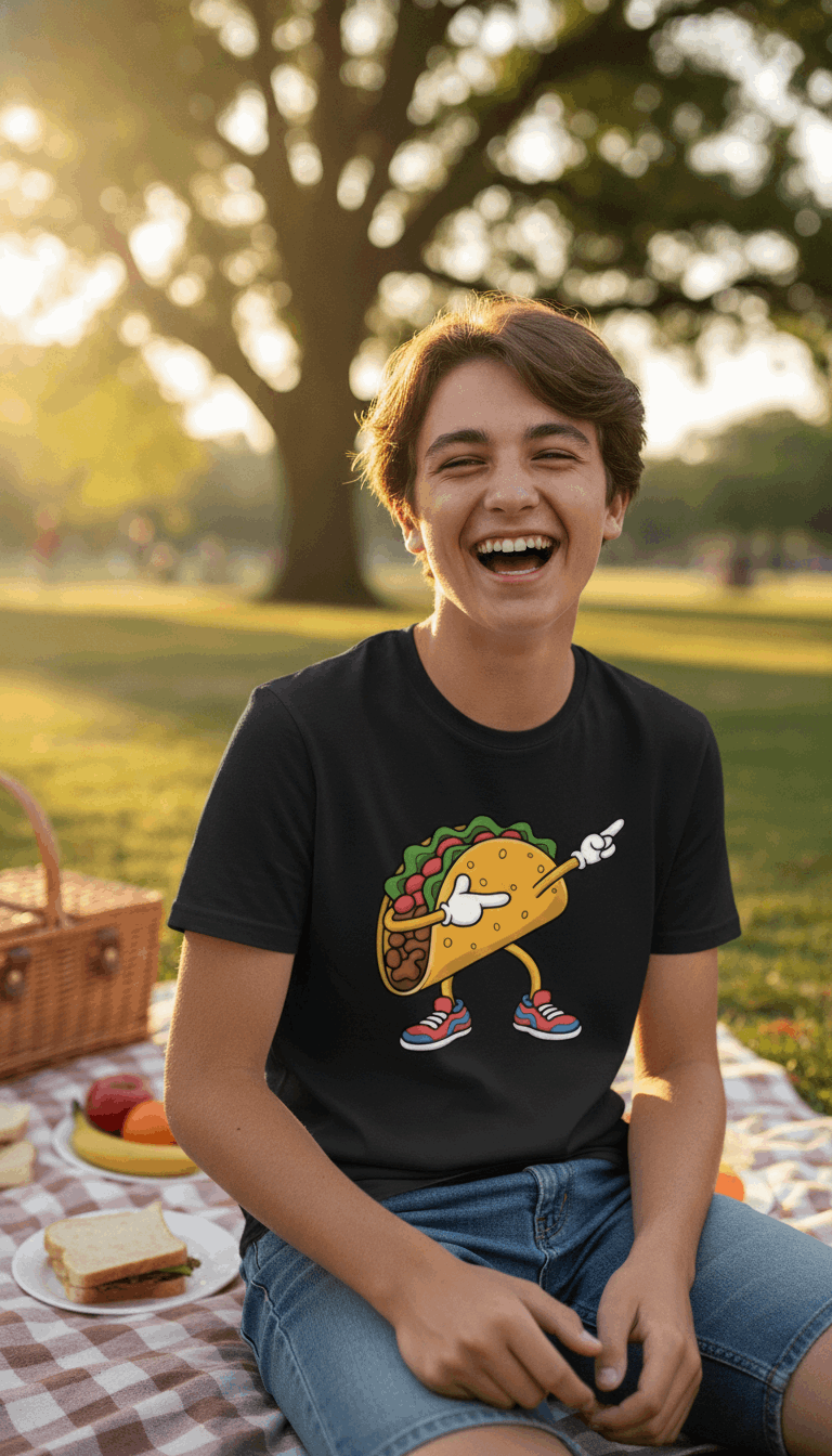 Dabbing Taco Funny Dancing Boxy Fit T-Shirt