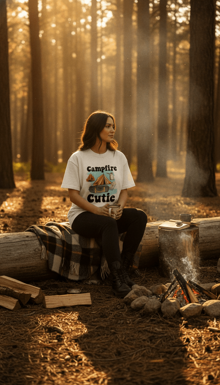 Campfire Cutie Off White Boxy Fit T-shirt